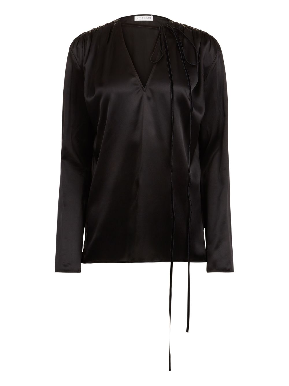 V-neck satin top - Black