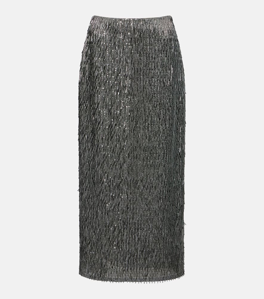 Sequined high-rise pencil skirt