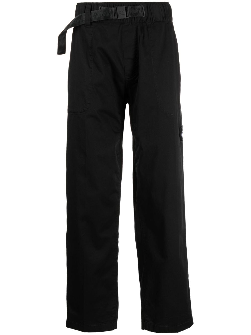 Belted straight-leg trousers - Black
