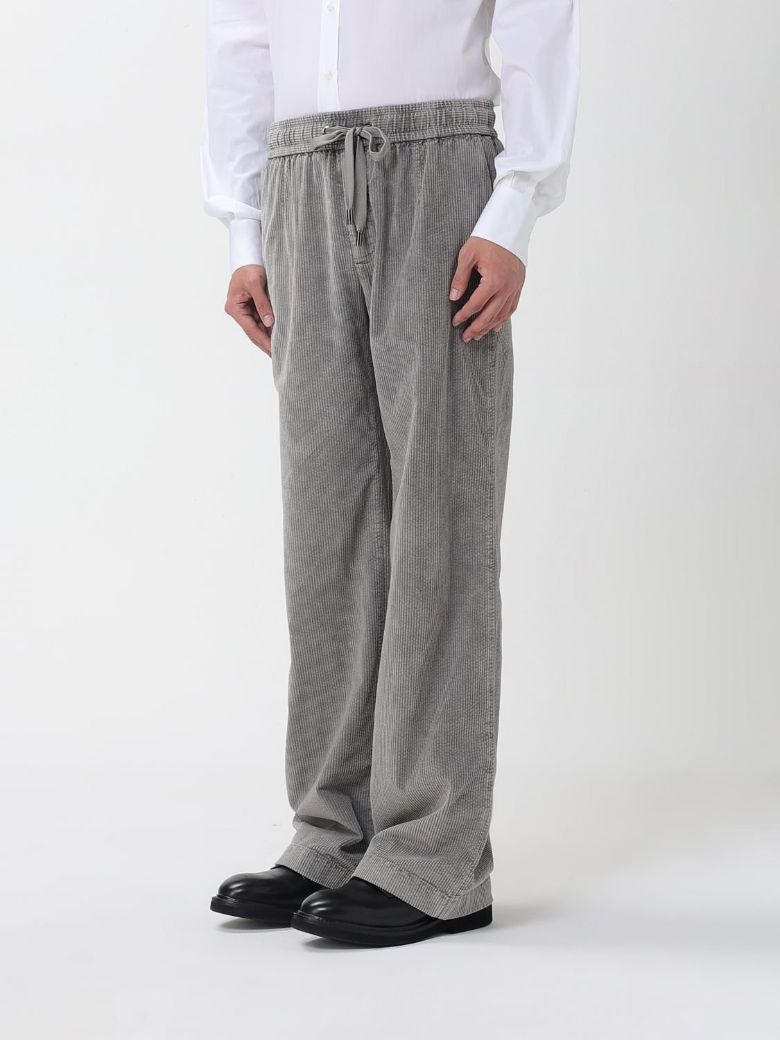 Logo-plaque corduroy trousers - Grey