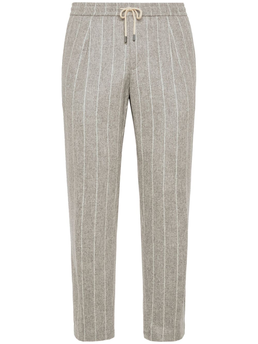 Striped flannel trousers - Neutrals
