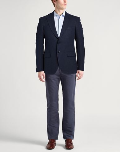 Man Blazer Blue Size 40 Linen, Cotton