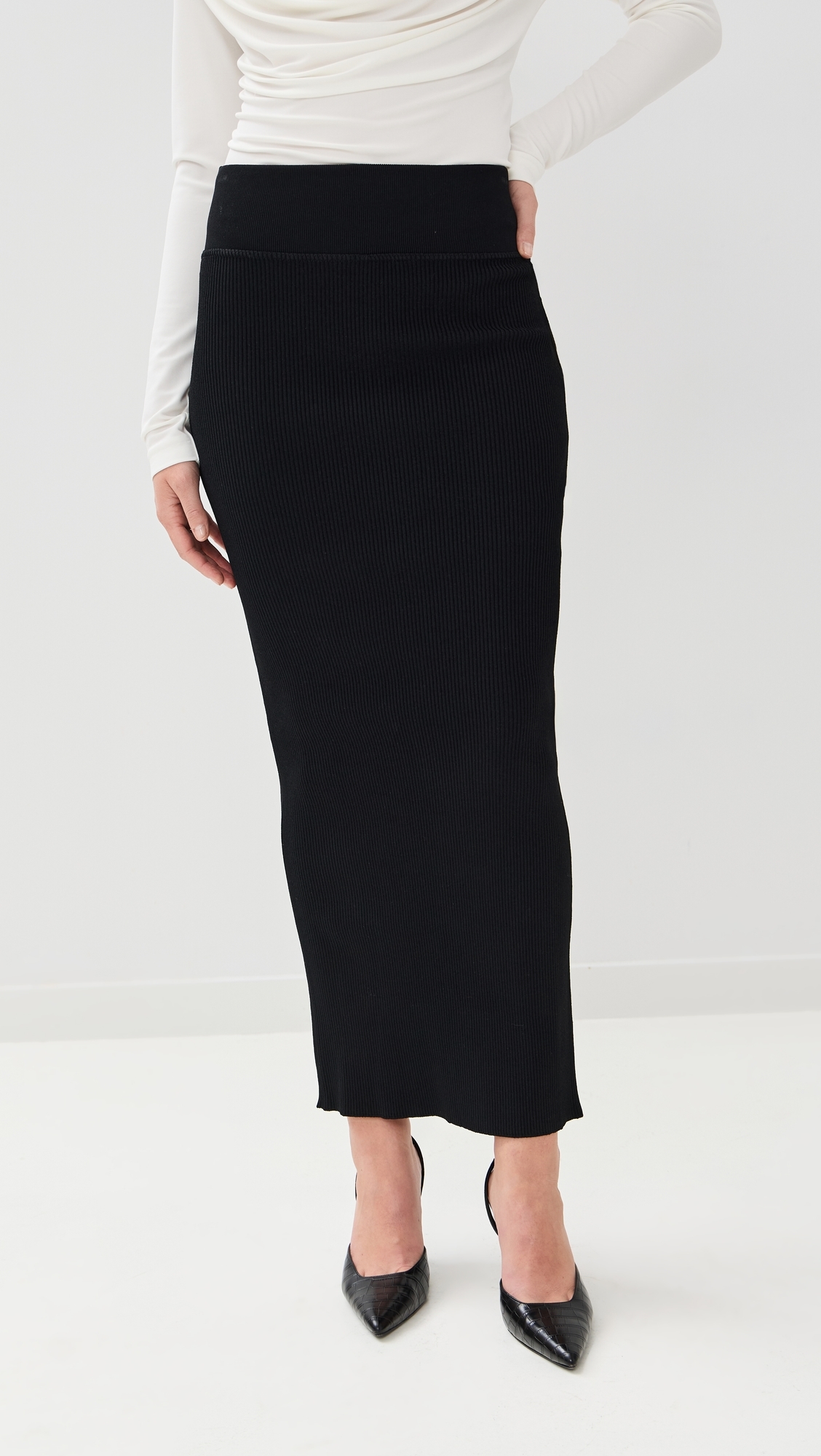 WARDROBE. NYC Matte Column Skirt Black