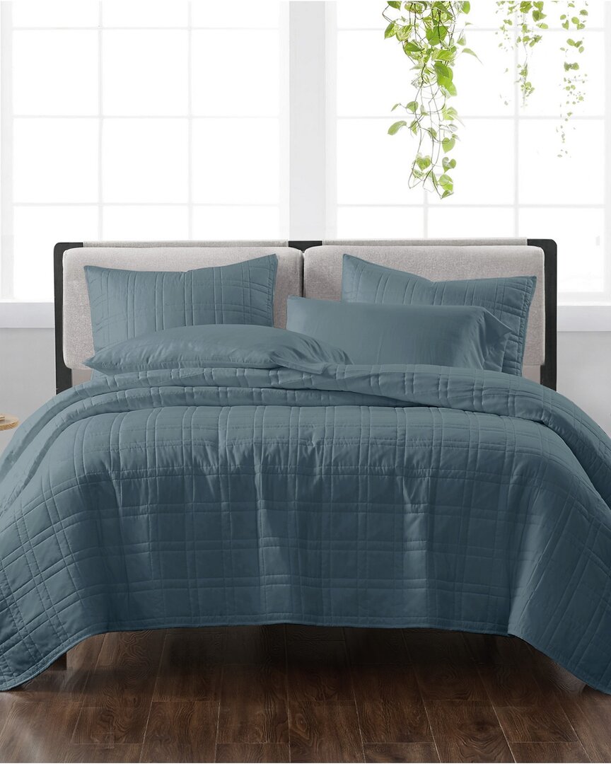 Cannon Solid Dark Blue 3Pc Quilt Set