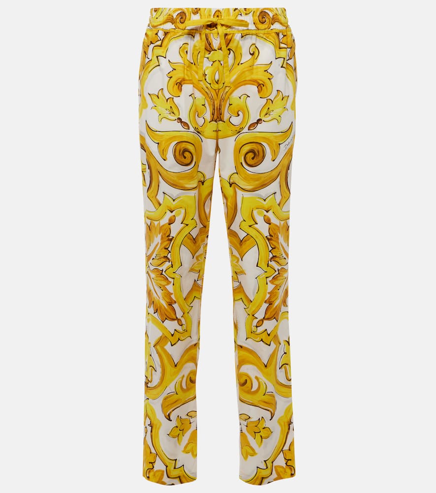 Majolica high-rise cotton straight pants