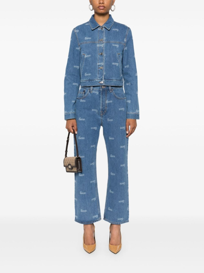 Lasered denim jacket - Blue