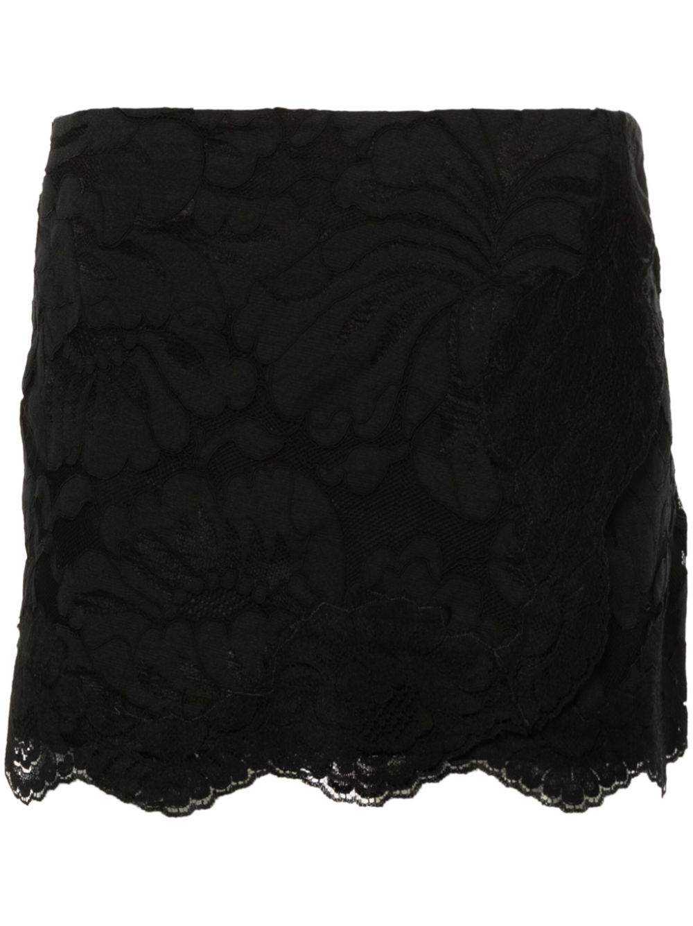 Floral-lace mini skirt - Black