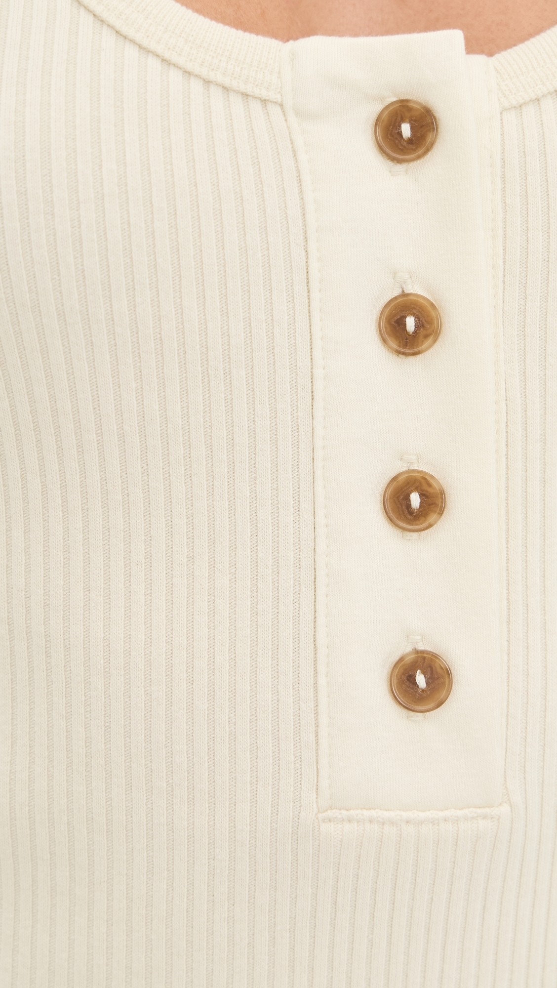 Rib Henley Tank Sun Ivory