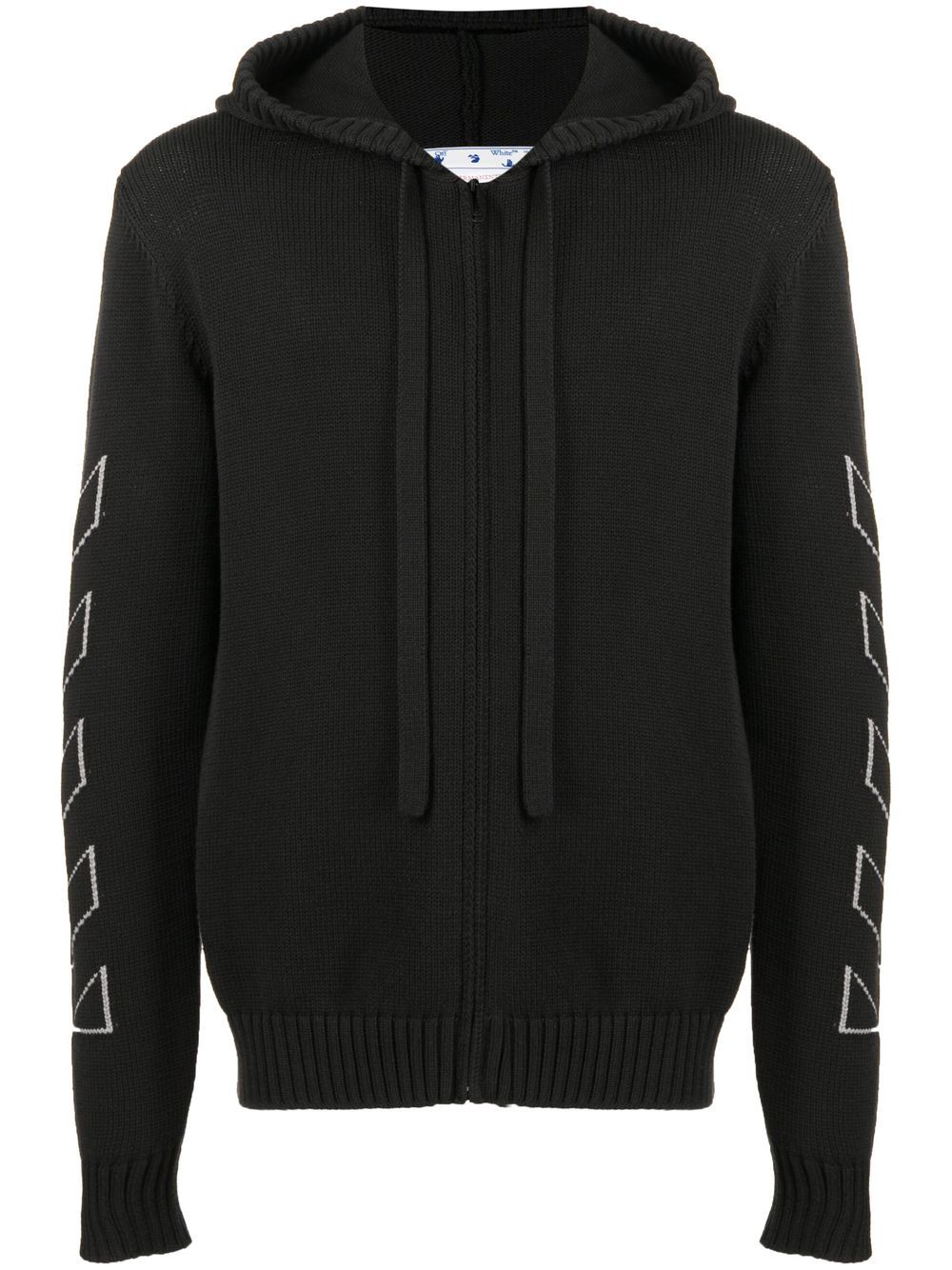 Diag Outline knitted zip-up hoodie - Black