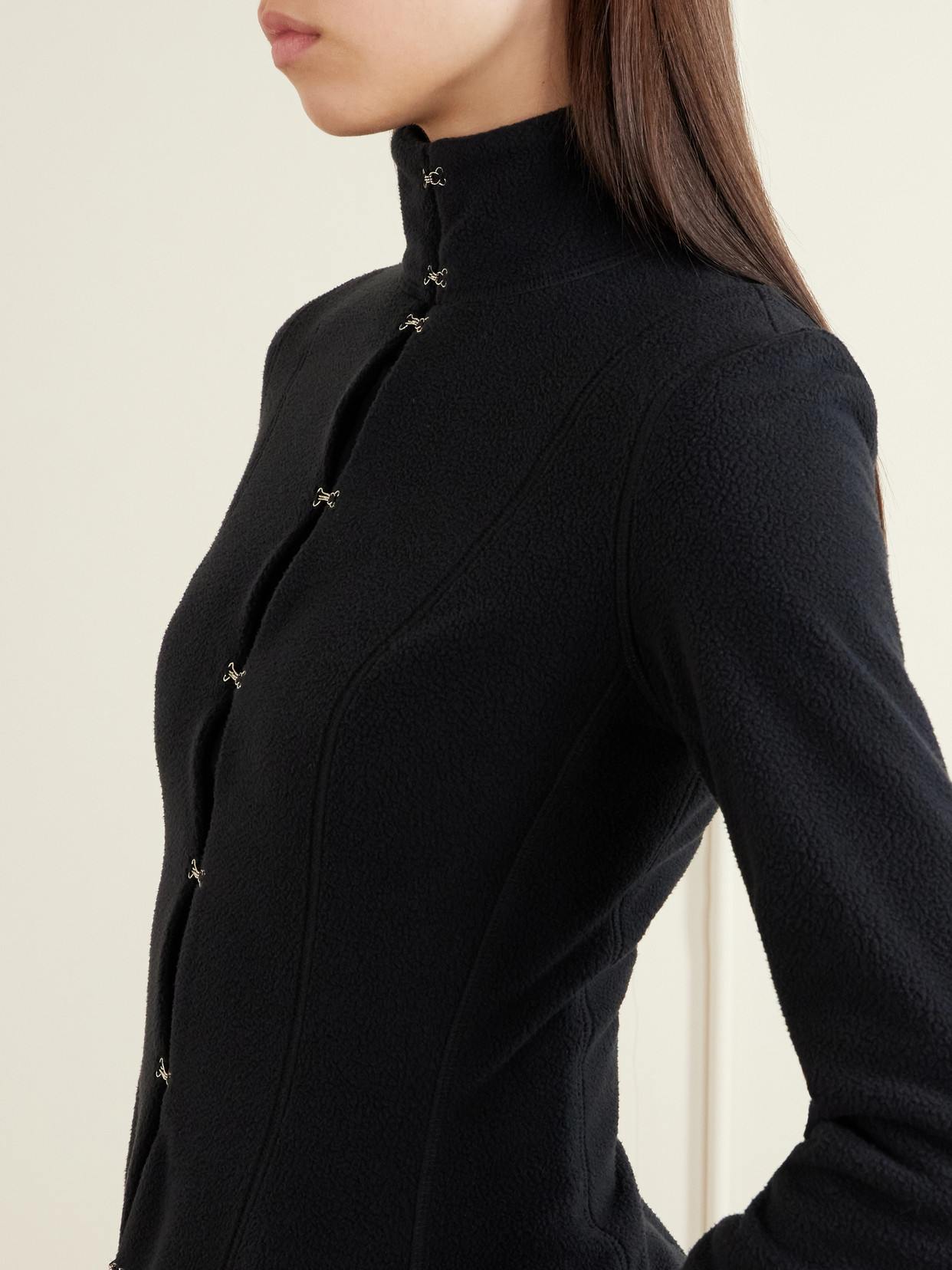Paneled Fleece Jacket - Black