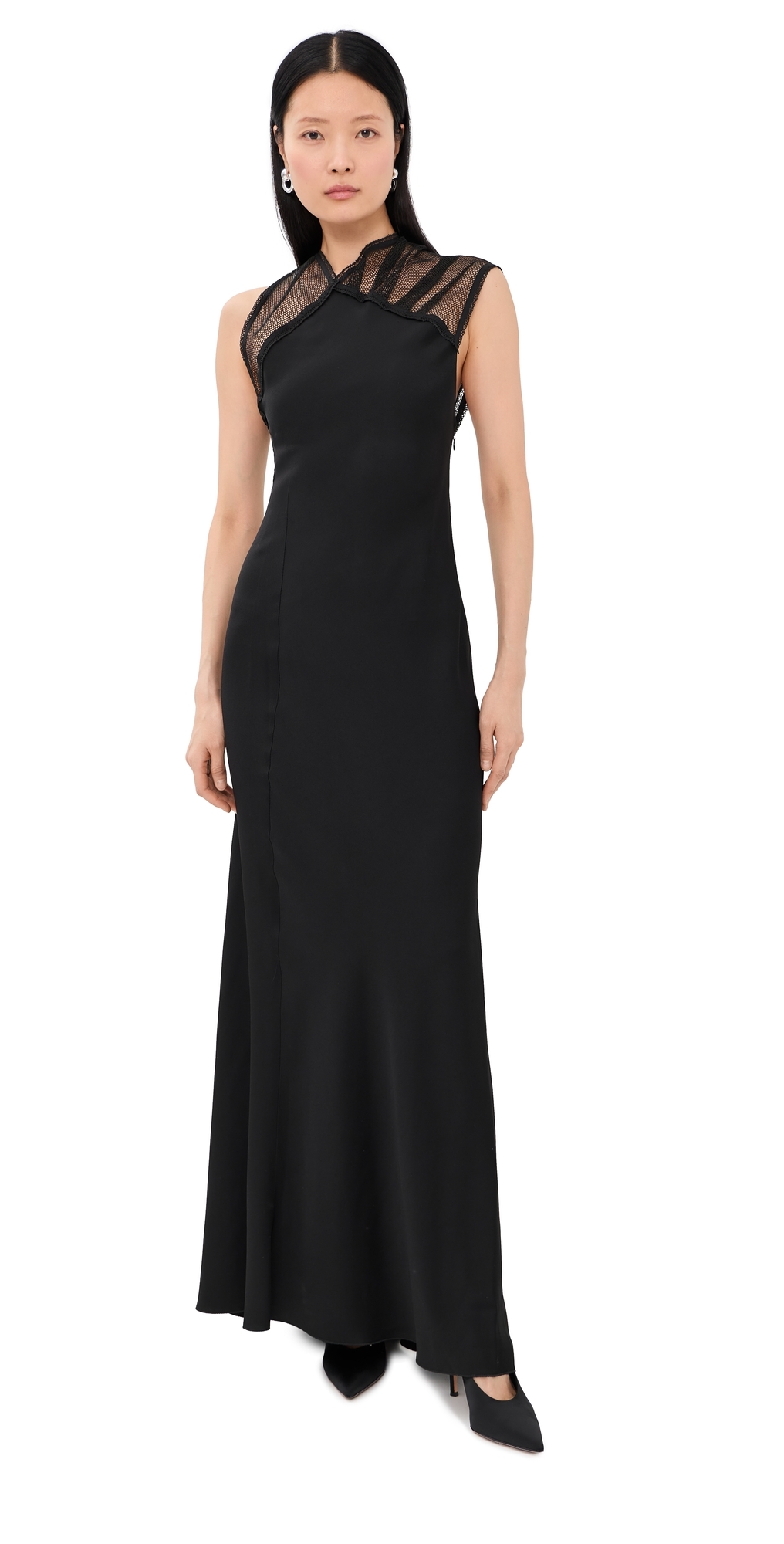 Mesh Detail Gown Black