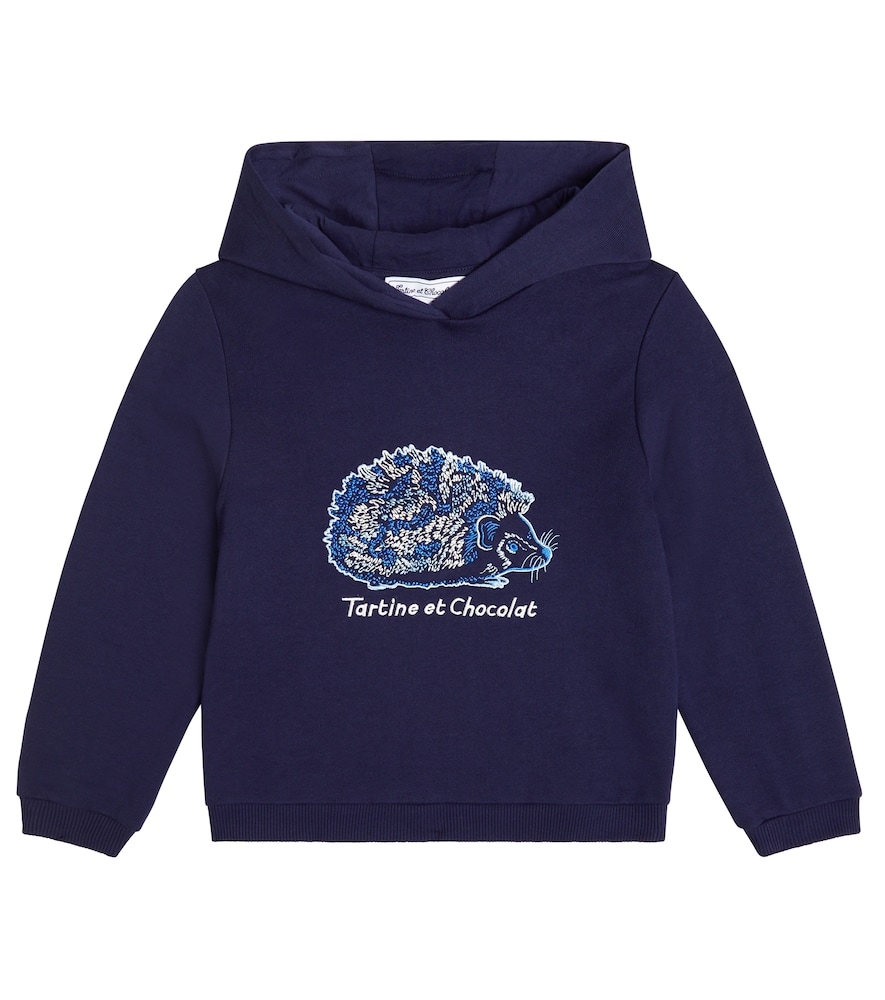 Embroidered cotton jersey hoodie