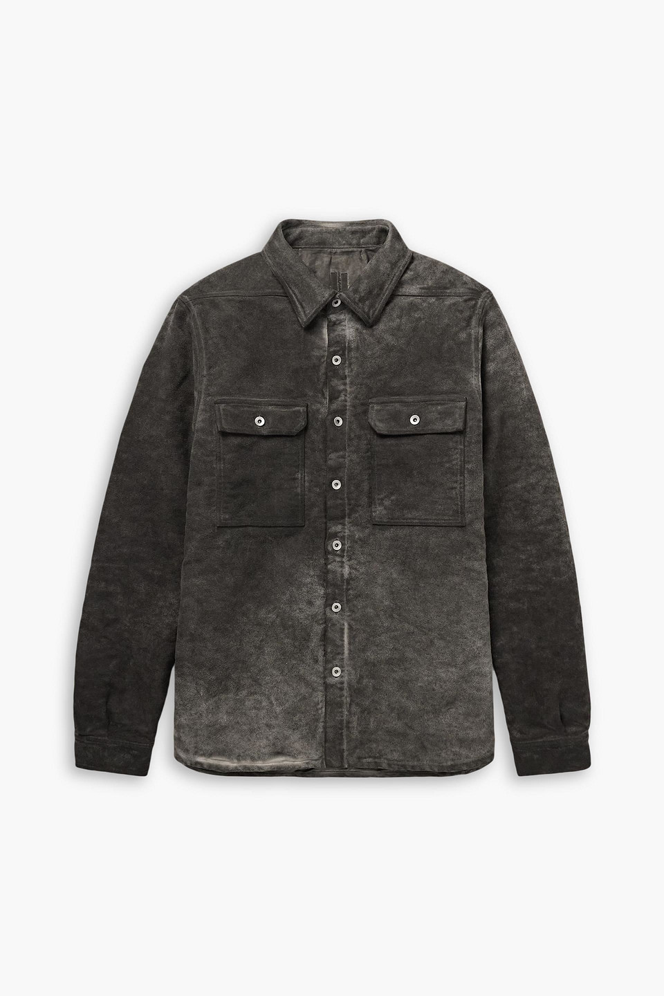 Padded garment-dyed cotton-moleskin overshirt - Brown - S