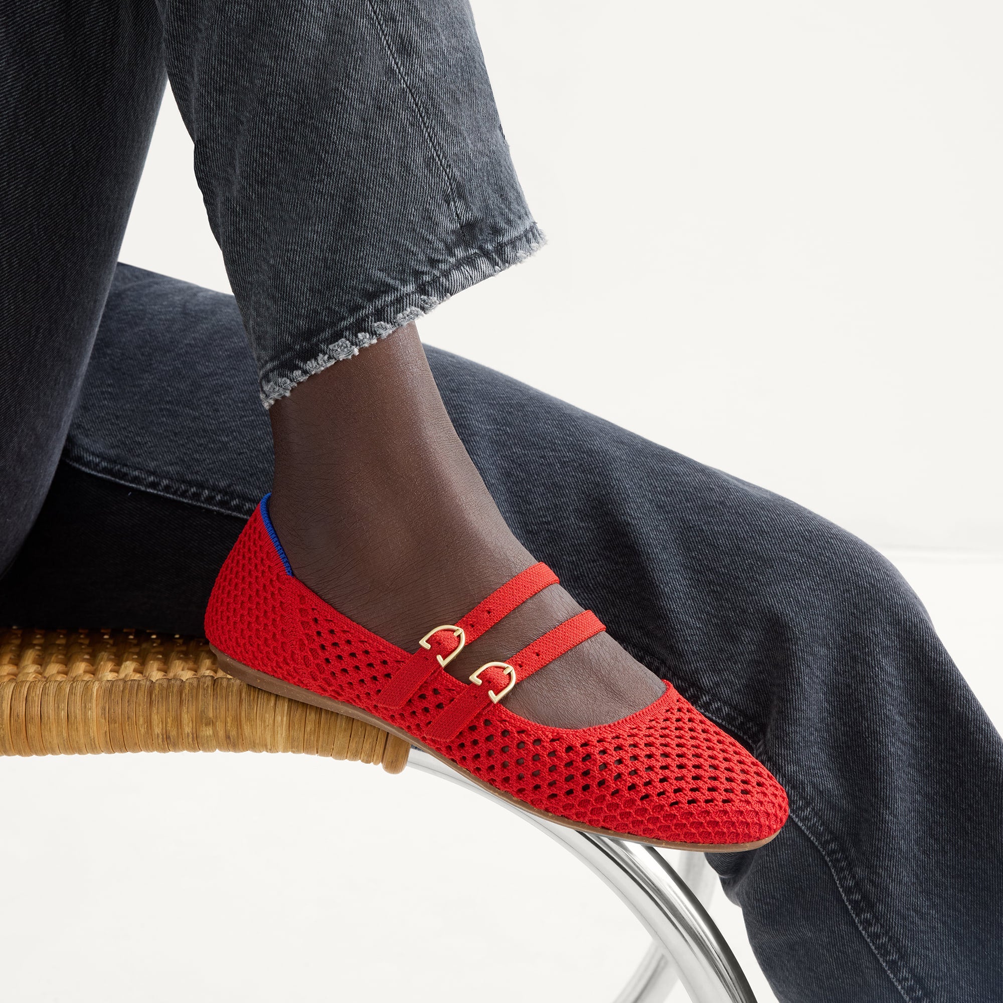 The Double Buckle Mary Jane in Red