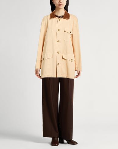 Crème Woman Jacket Sand Size XS Cotton, Leather