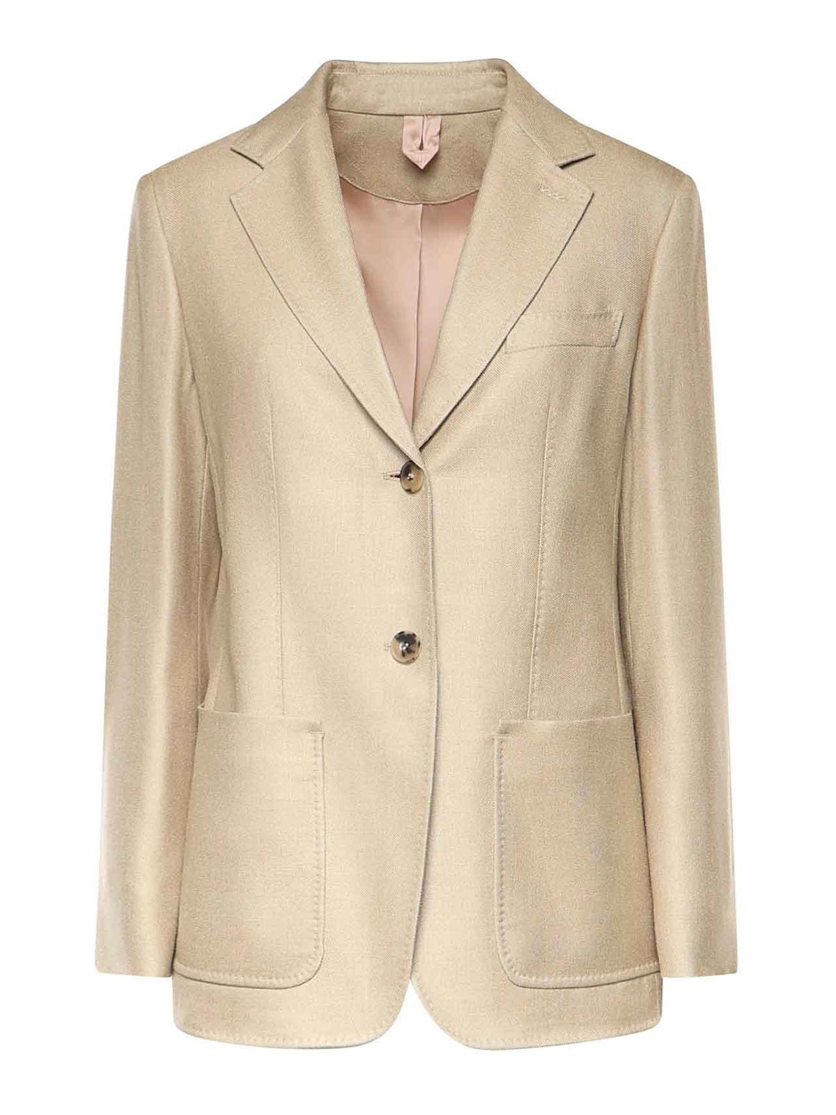 Single-Breasted Wool And Silk Canvas Blazer