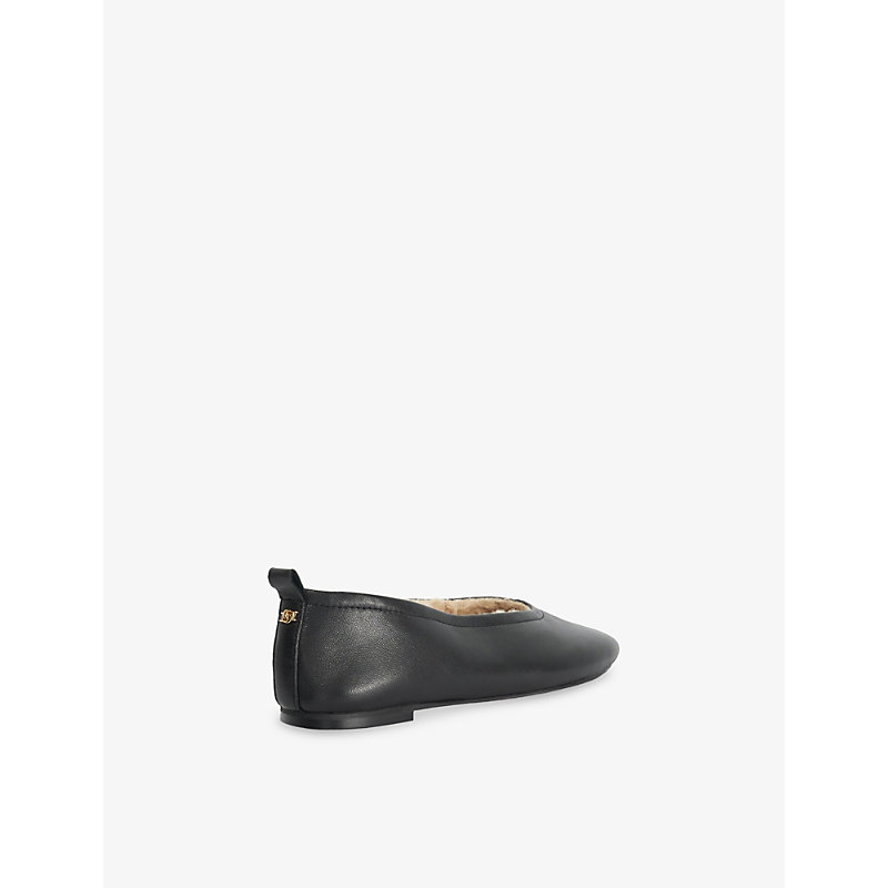 Womens Harliee Faux-Shearling Lined Leather Ballet Flats