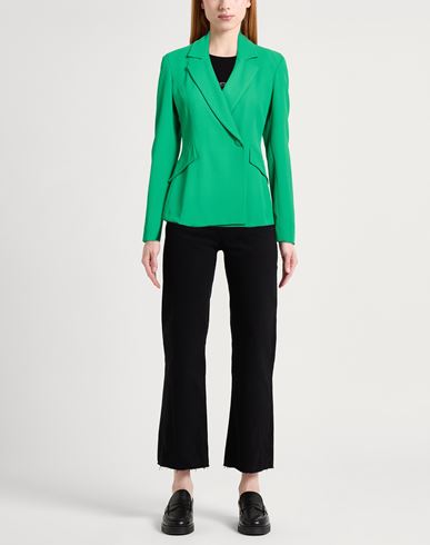 Woman Blazer Green Size 4 Polyester, Elastane