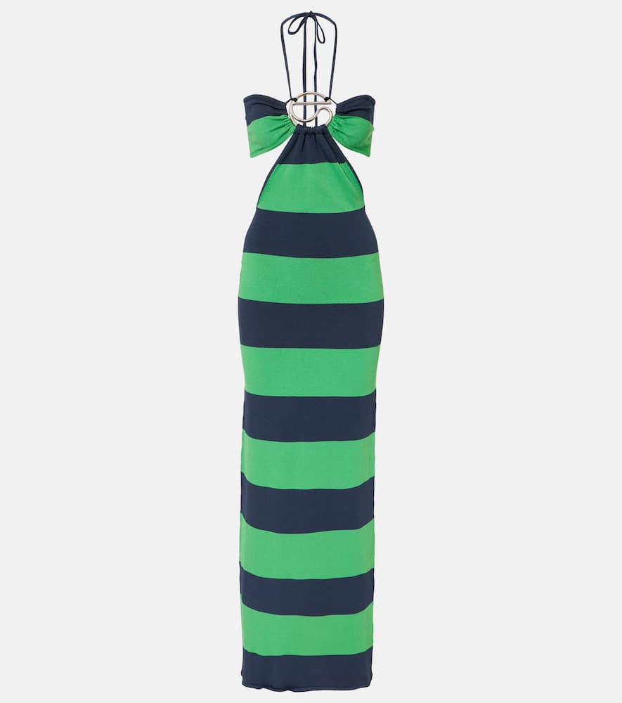 Cutout striped maxi dress