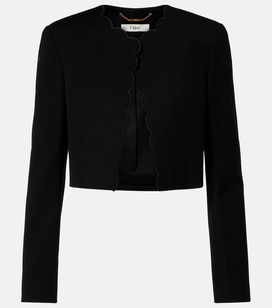 Chloé Scalloped cropped cotton velvet jacket