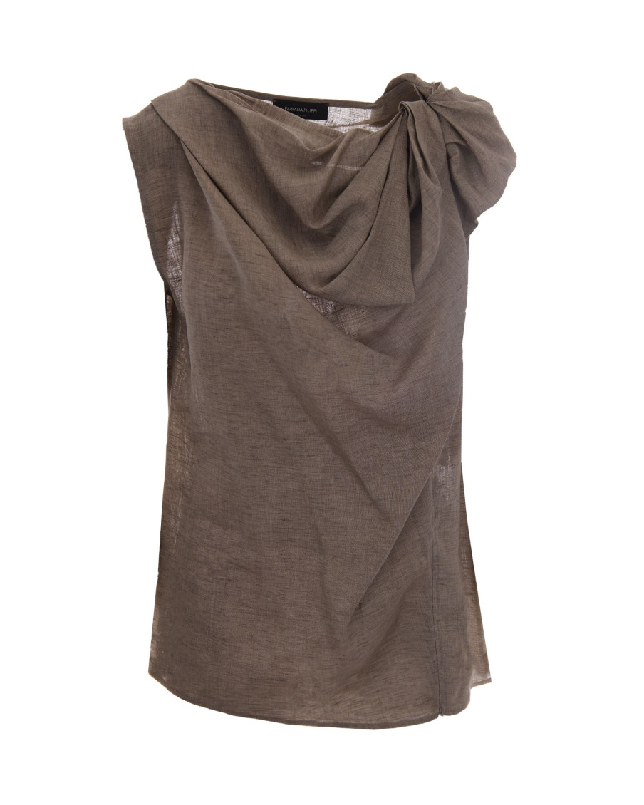 White Solid Cowl Neck Top