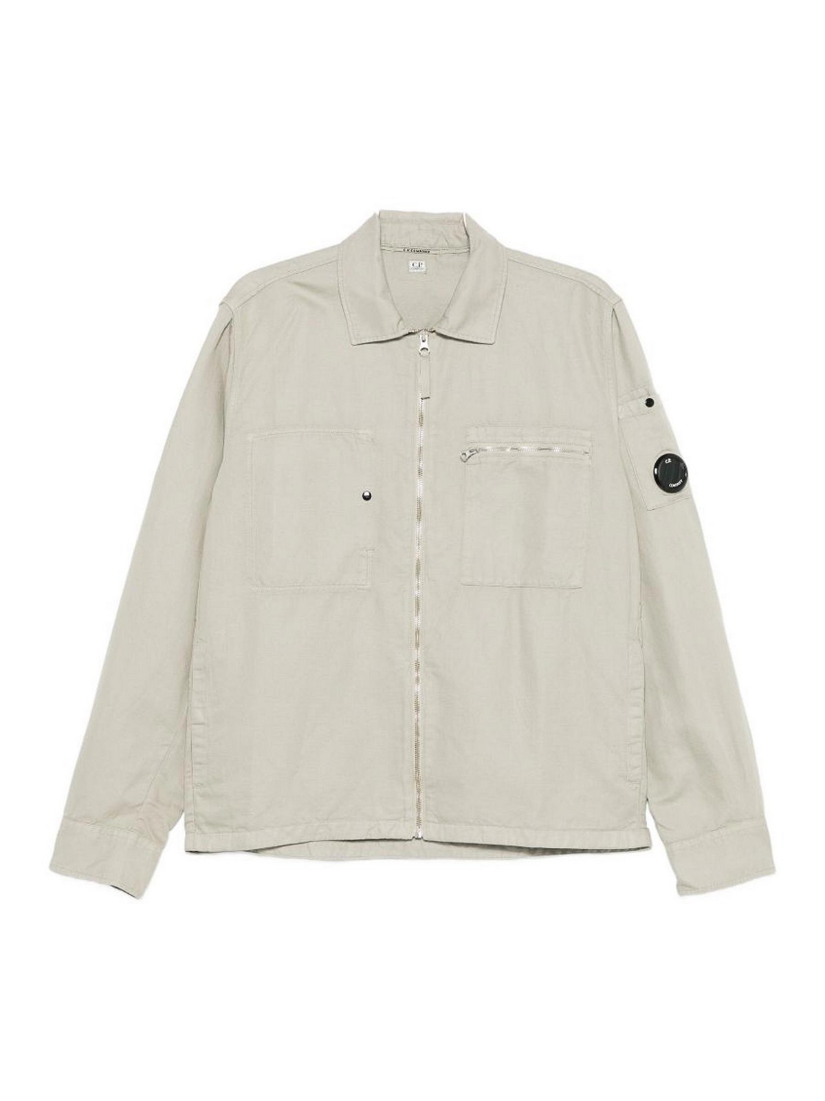 C. P. Company Grey cotton linen blend zip-up shirt jacket