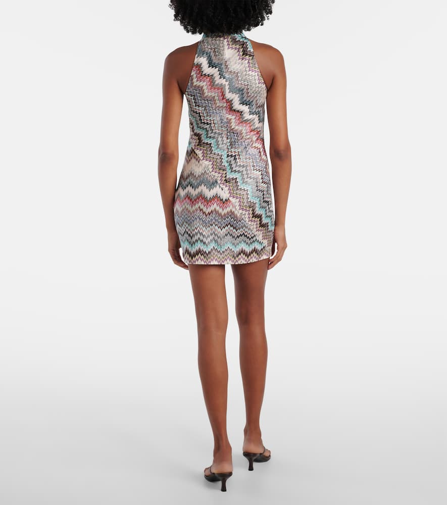 Zig Zag embellished lamé minidress