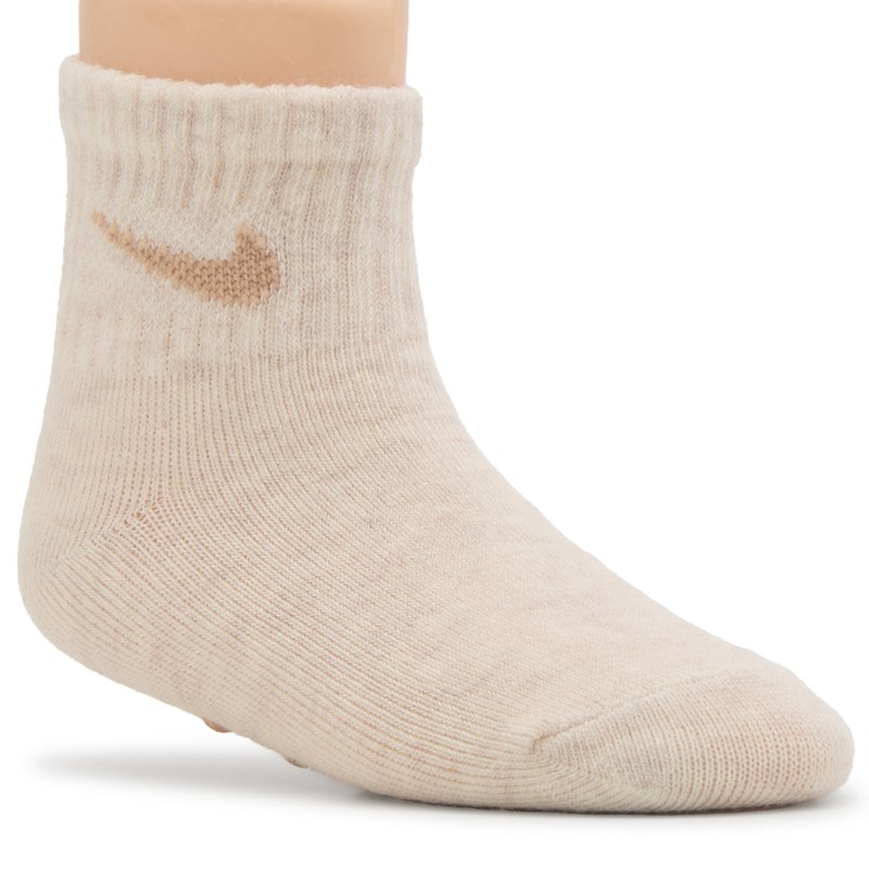 Infant' 3 Pack 6-12 Month Gripper Ankle Socks (White/Tan/Ivory)