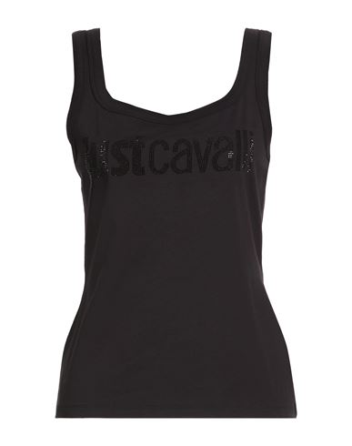 Woman Tank top Black Size M Cotton, Elastane