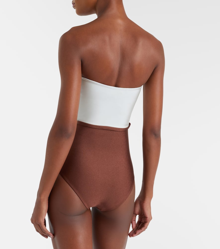 Bicolor belted swimsuit