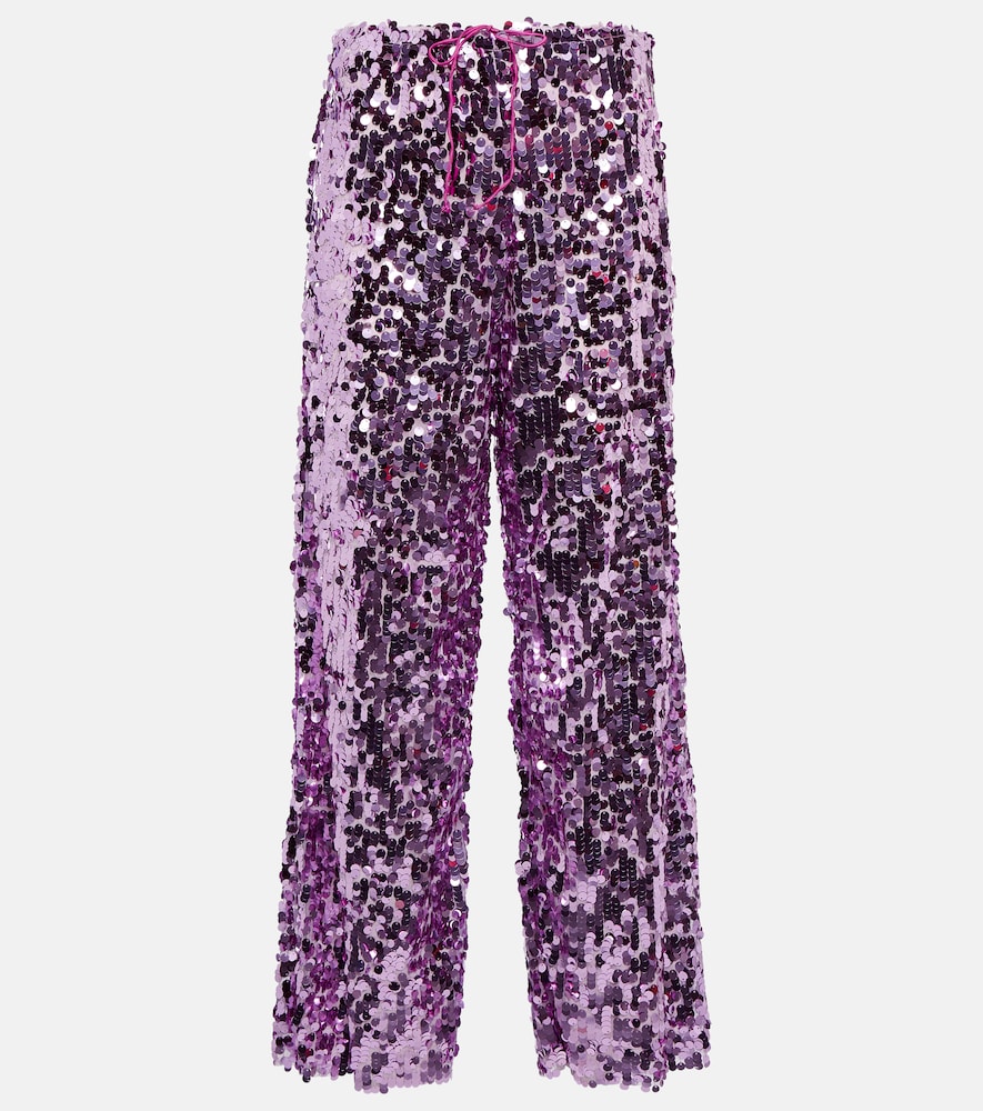 Sequined high-rise wide-leg pants