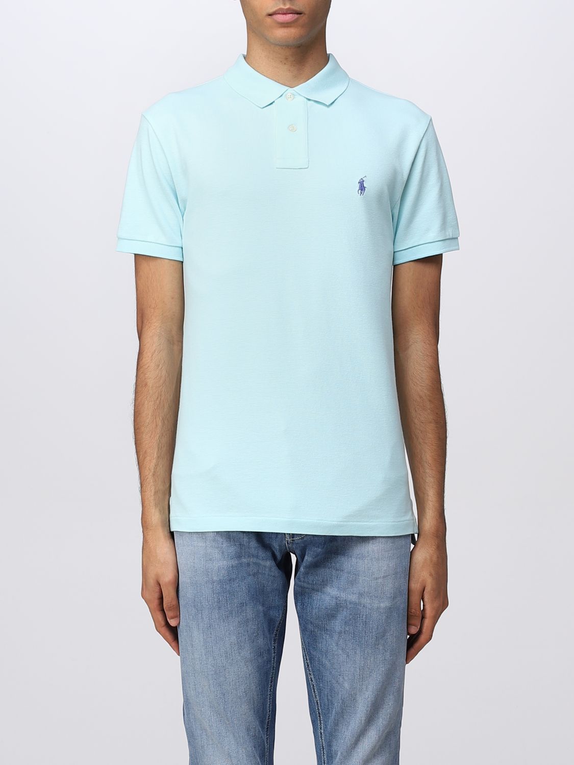Polo Shirt Men color Turquoise