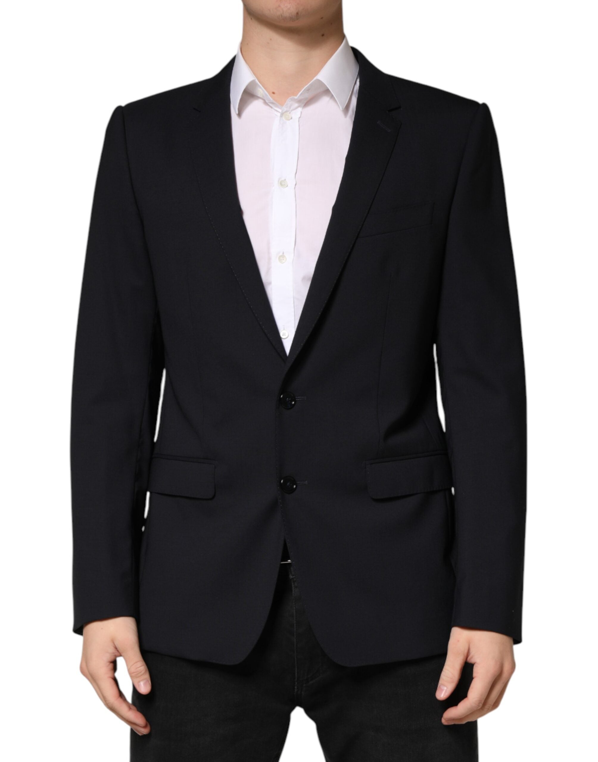 Virgin Wool Single-Breasted Blazer — Black