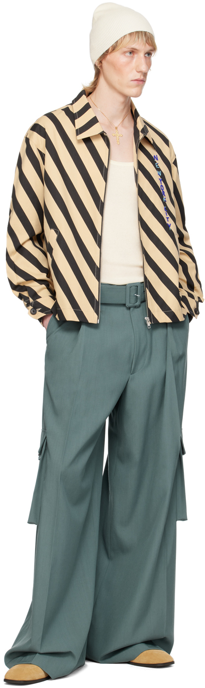 Bode Black & Beige Domino Stripe Jacket