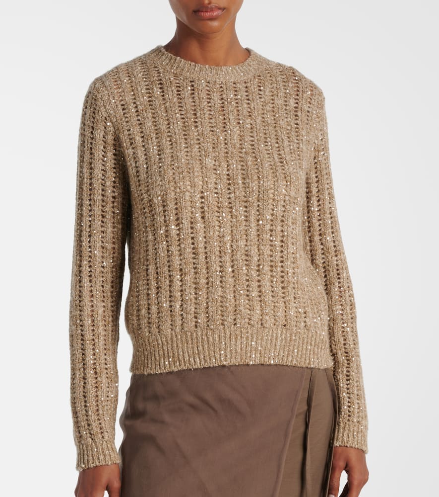 Open-knit sequined sweater