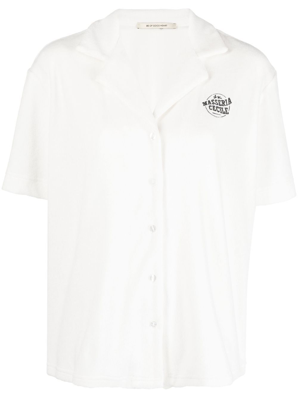 Embroidered-logo short-sleeve shirt - White