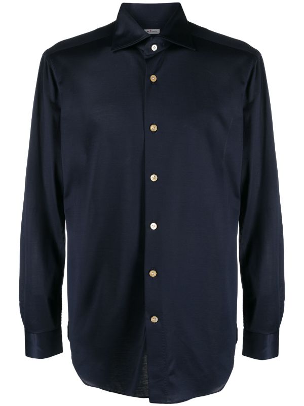 Slim-Cut Cotton Shirt — Midnight blue