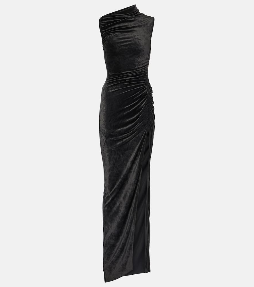 Lilies Svita ruched velvet jersey gown