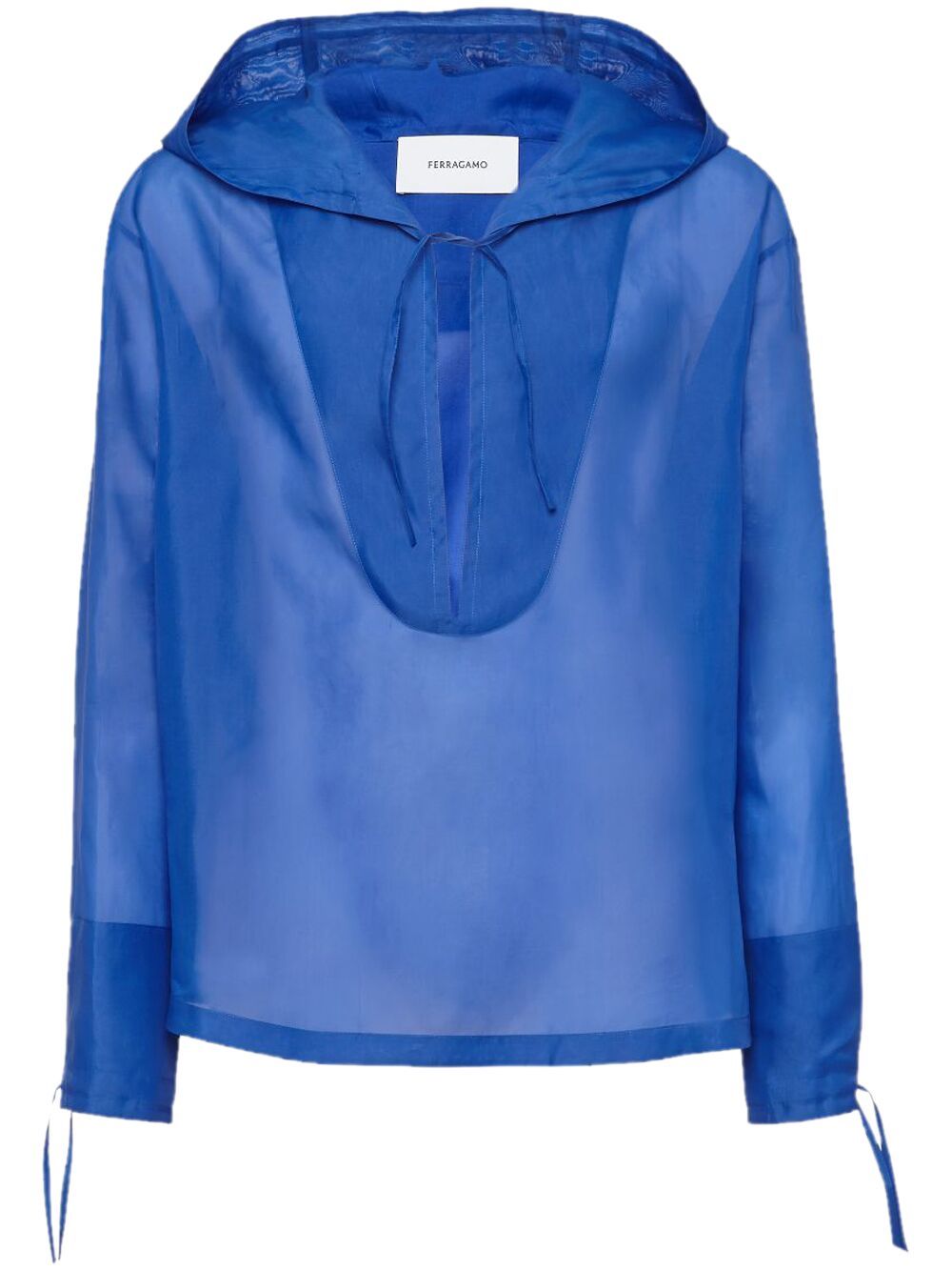 Hooded organza blouse - Blue