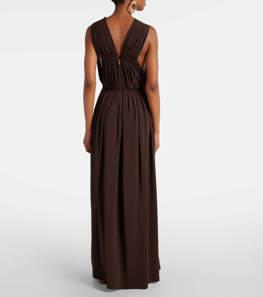 Pleated gathered maxi dress
