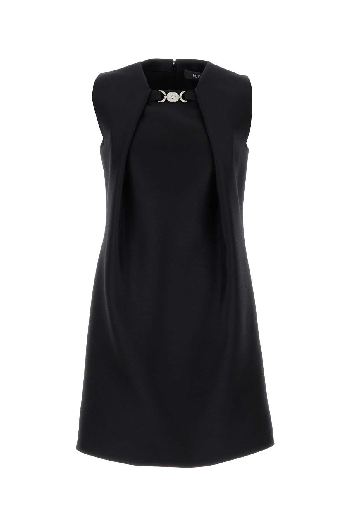 Wool and Silk A-Line Dress — Black