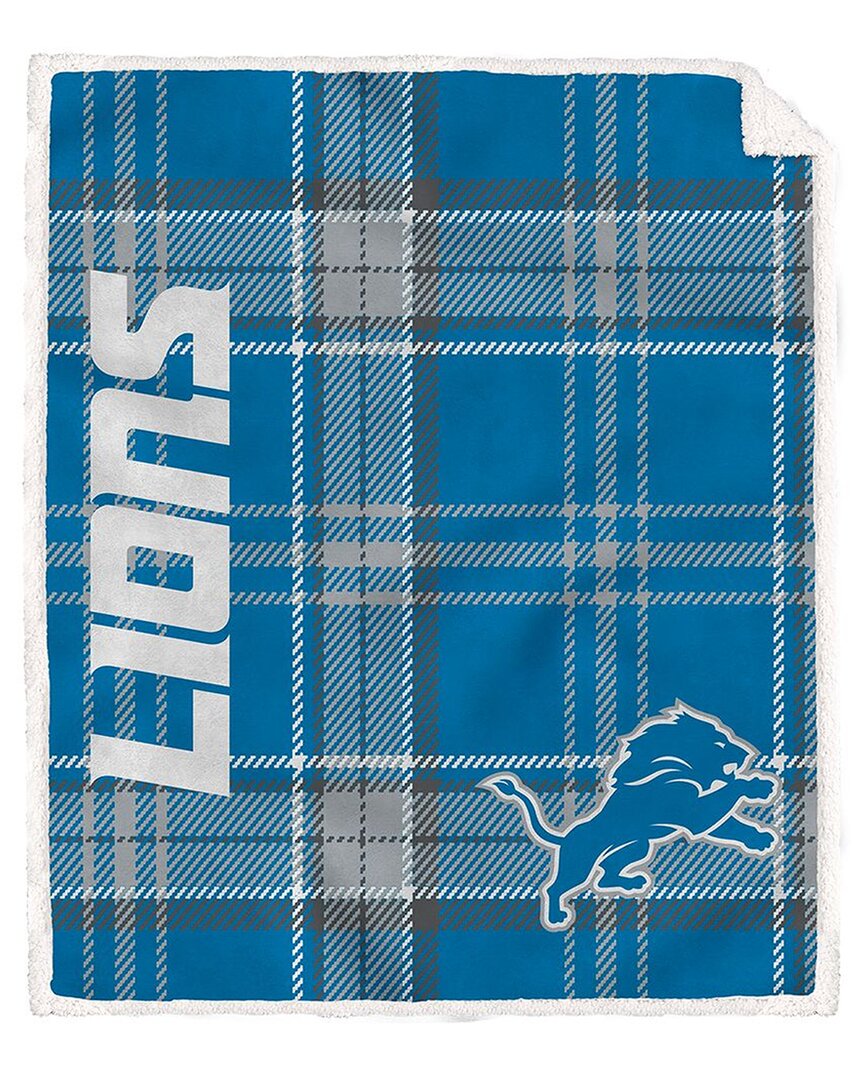 Detroit Lions Nfl Team Classic Plaid Sherpa Throw