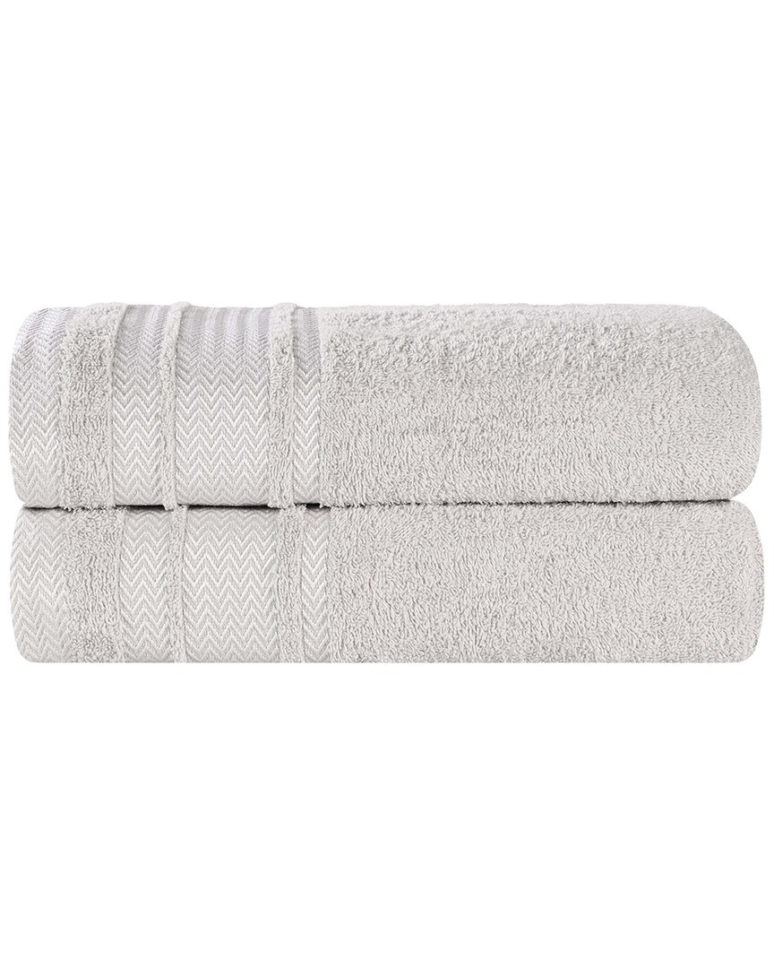 Superior Set of 2 Zero Twist Cotton Dobby Border Plush Soft Absorbent Bath  Sheets
