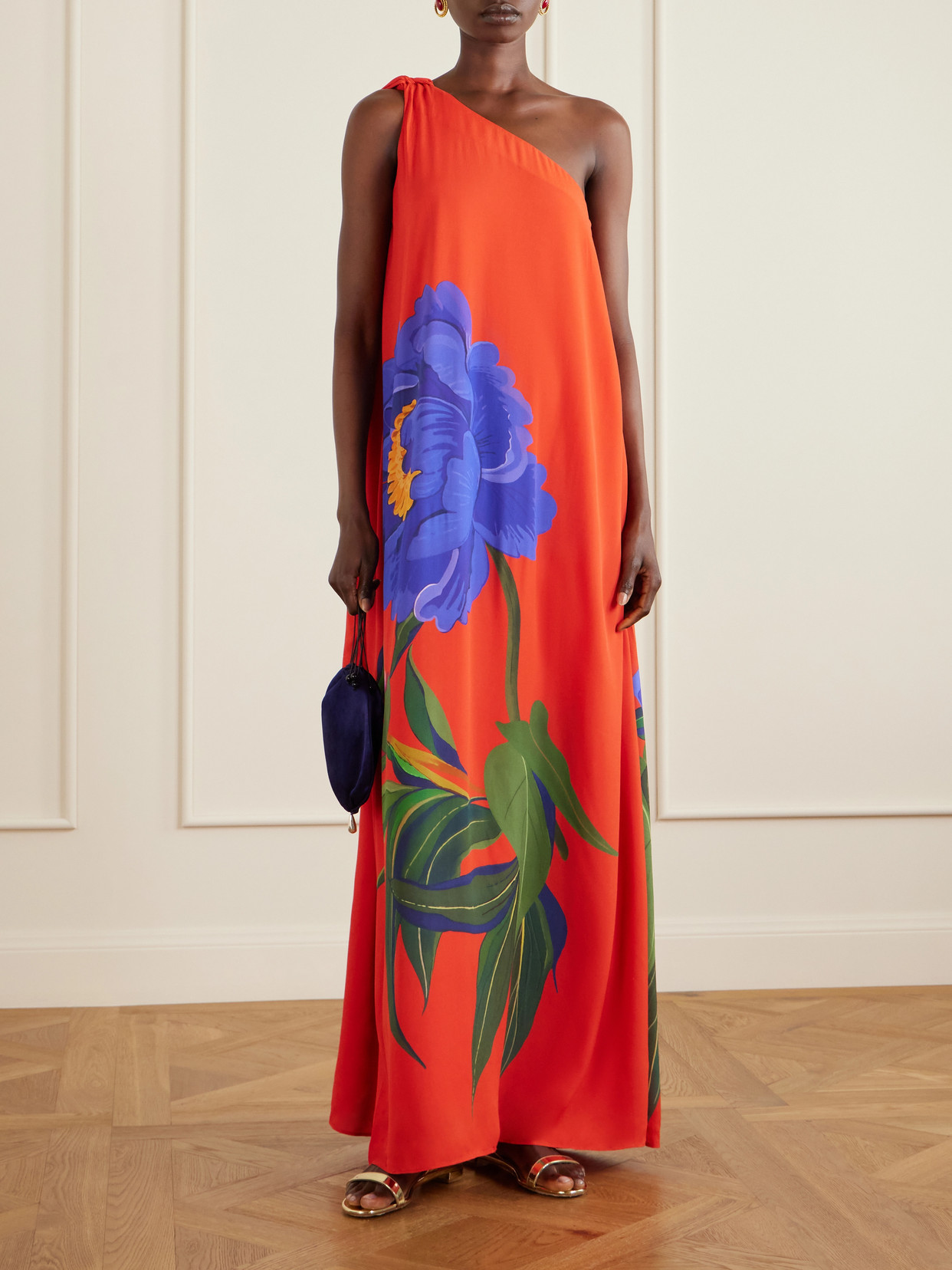 Lani Floral-print Satin-crepe Maxi Dress - Red
