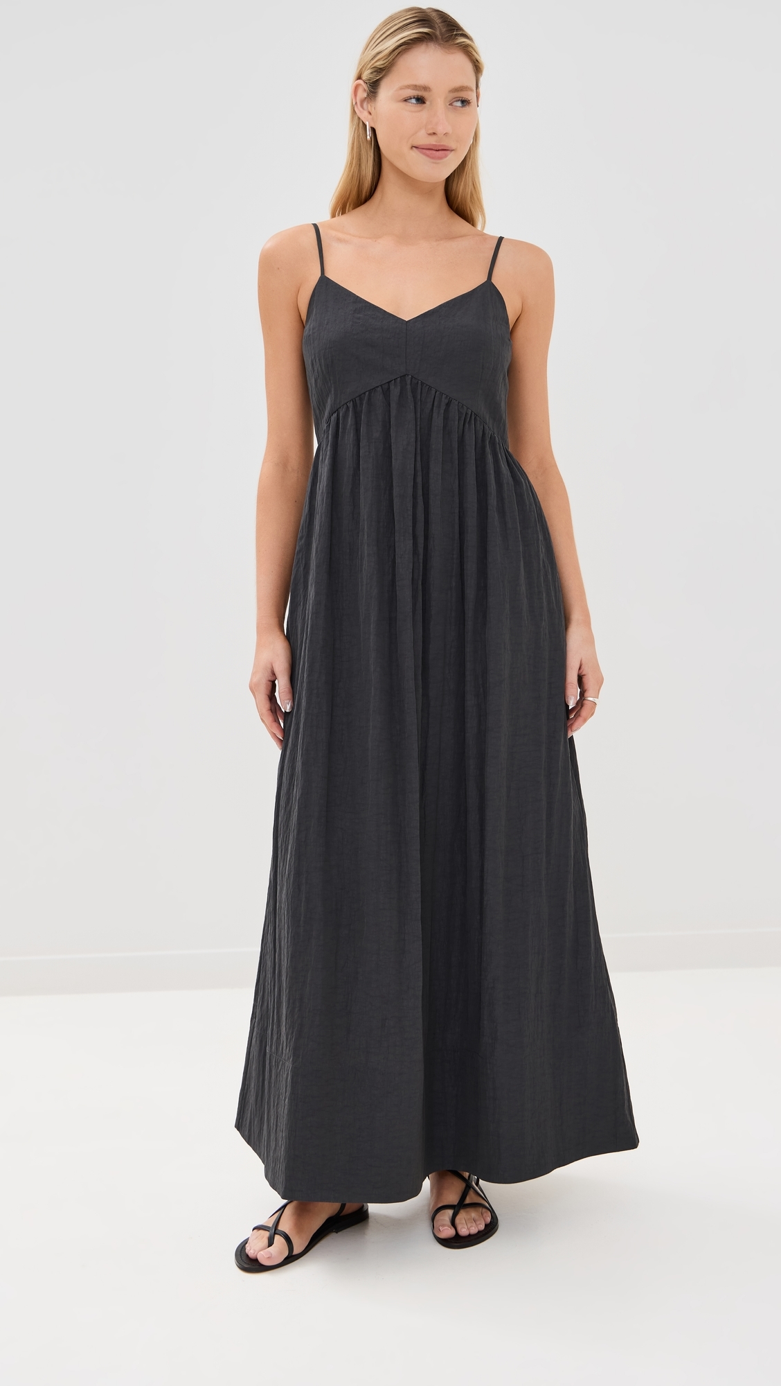 Taffeta Peninsula Dress Charcoal