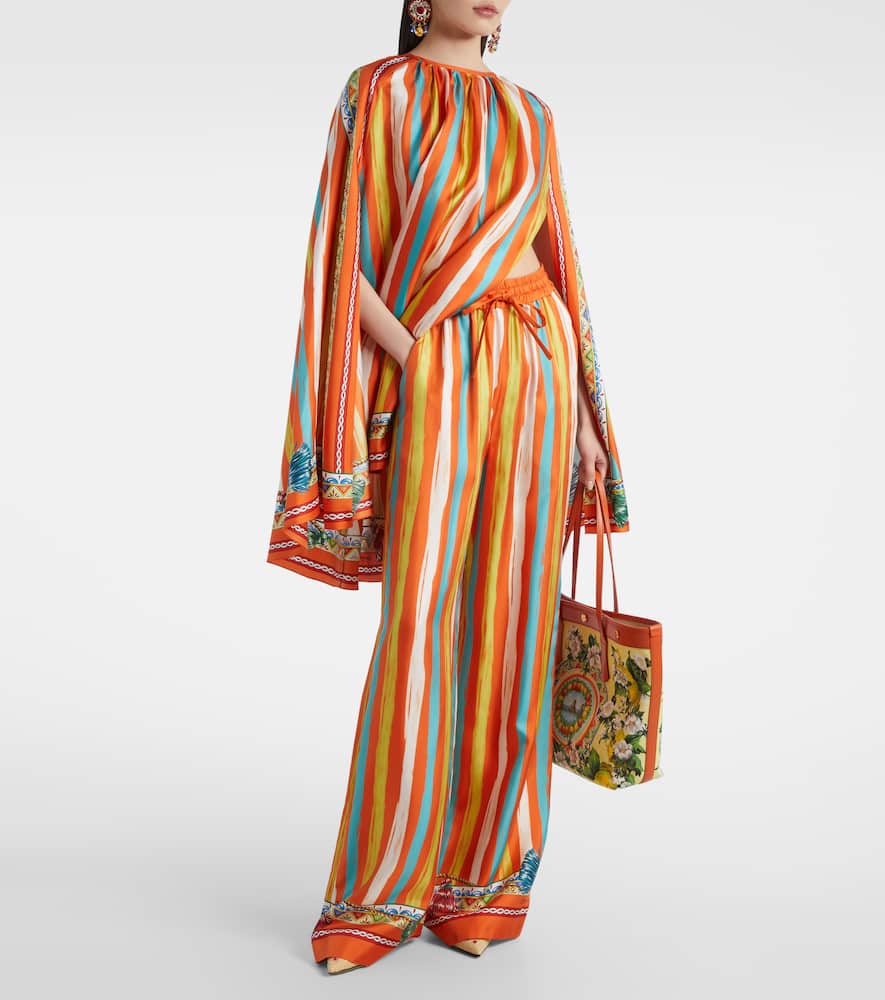 Striped silk palazzo pants