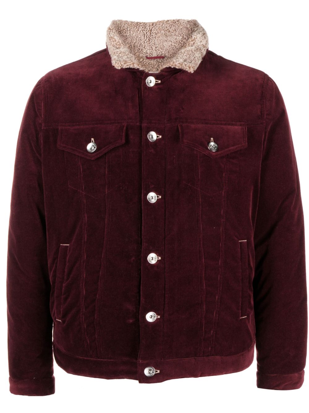 Corduroy shearling-lining shirt jacket - Red