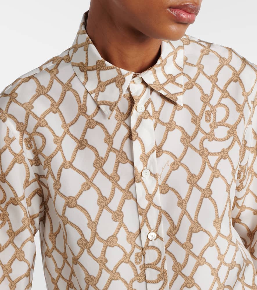 Printed silk poplin shirt