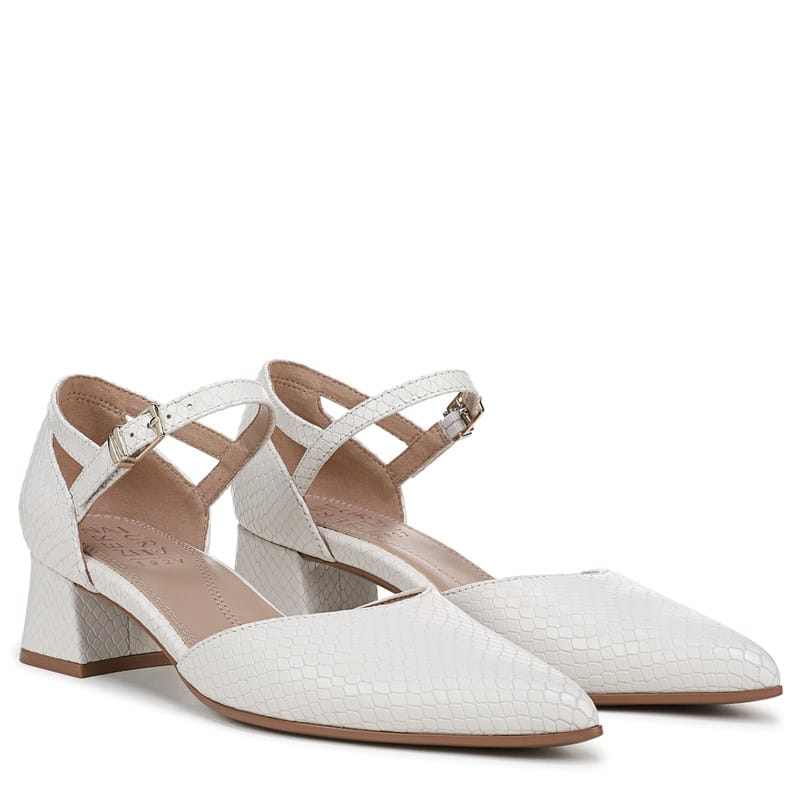 Women's Maddox Strappy Pump Shoes (White Snake Print Faux Leather)