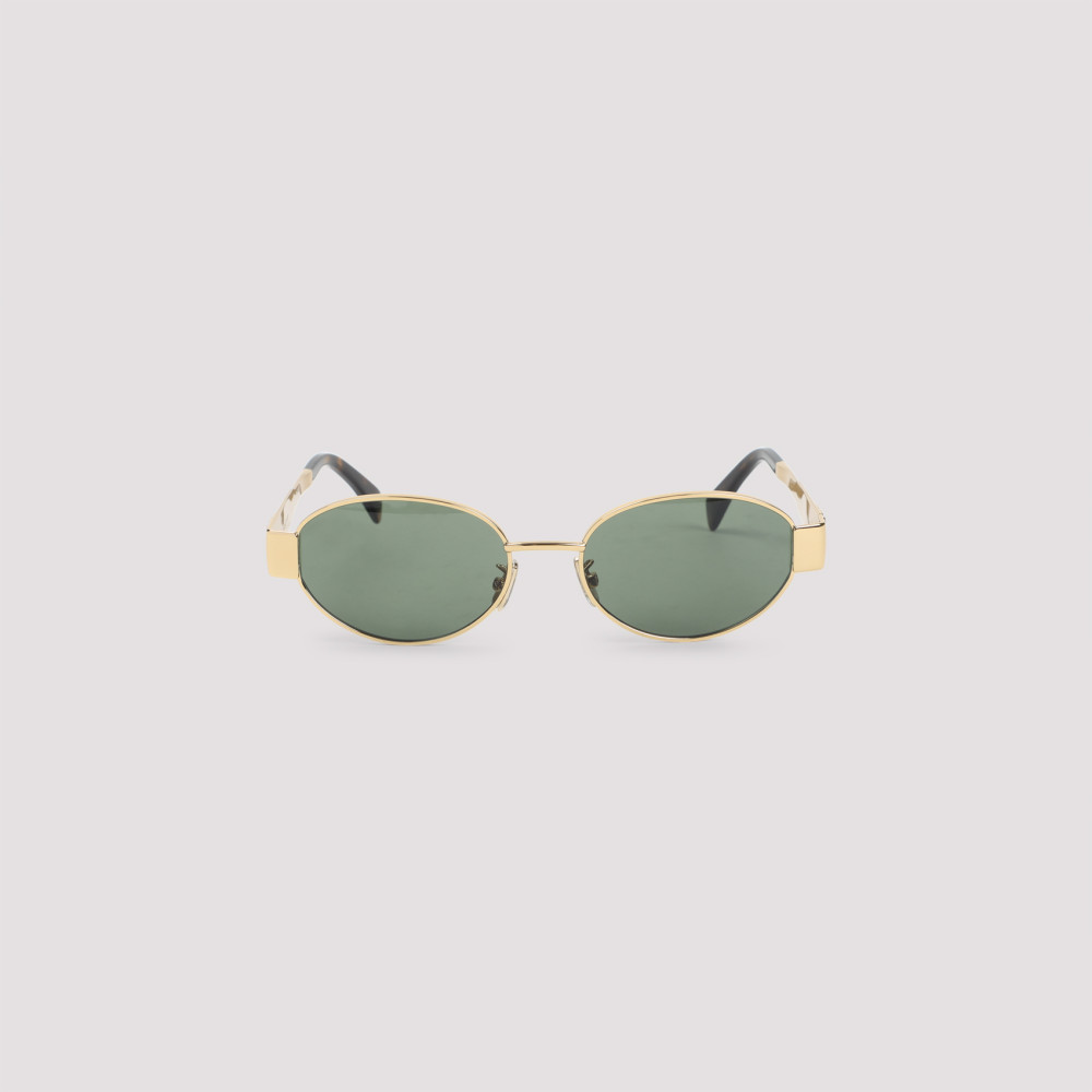 Golden Green Oval Sunglasses